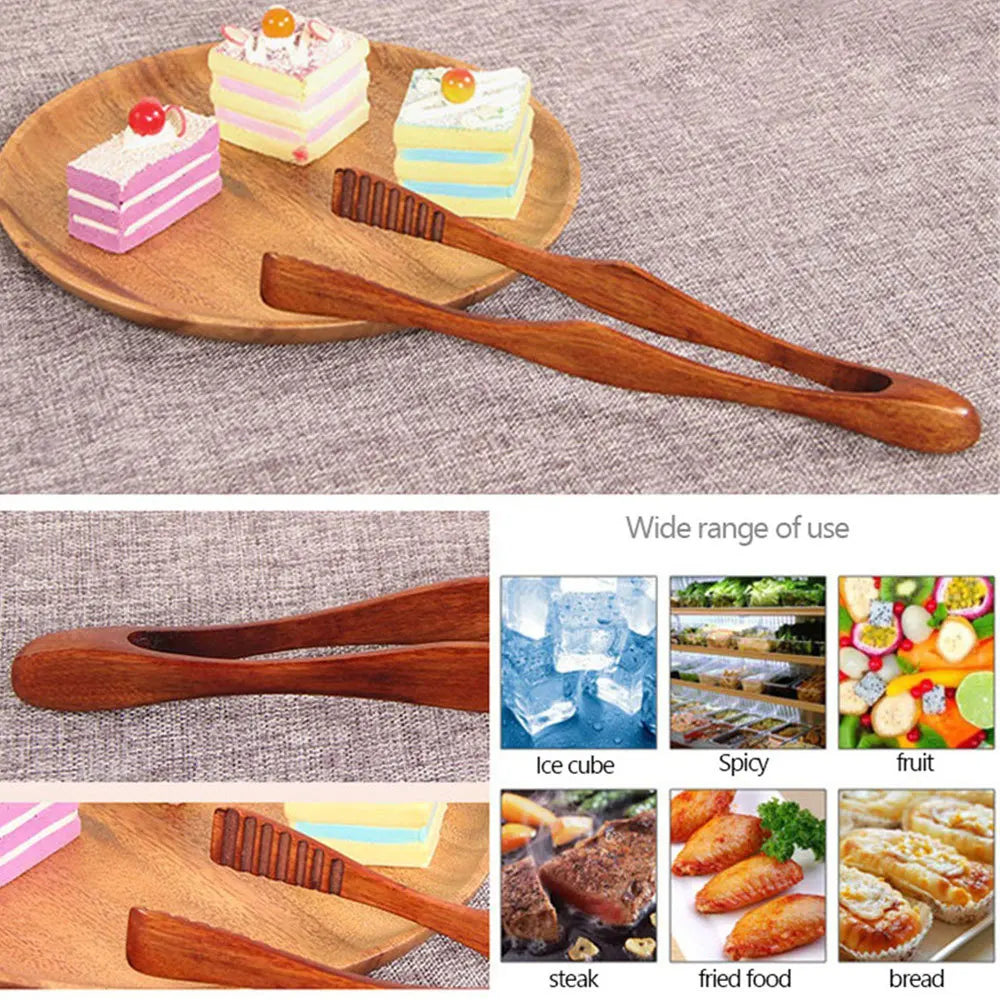 EcoGrip Wooden Food Tongs