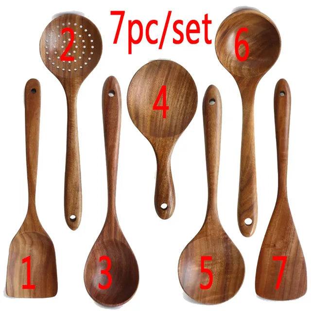 EcoChef 7-Piece Wooden Cooking Utensil Set