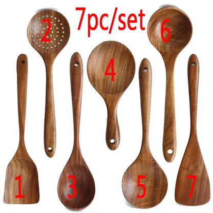 EcoChef 7-Piece Wooden Cooking Utensil Set