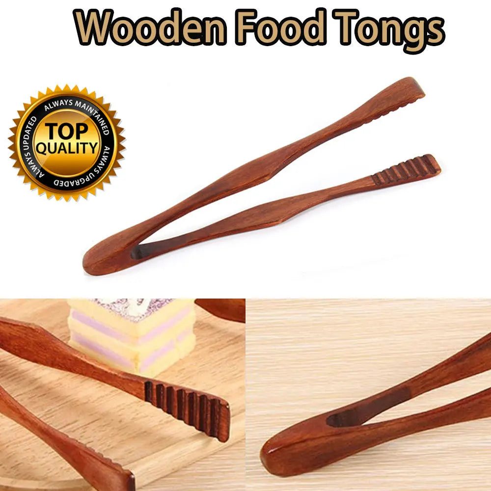 EcoGrip Wooden Food Tongs